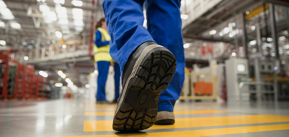 man with work shoes