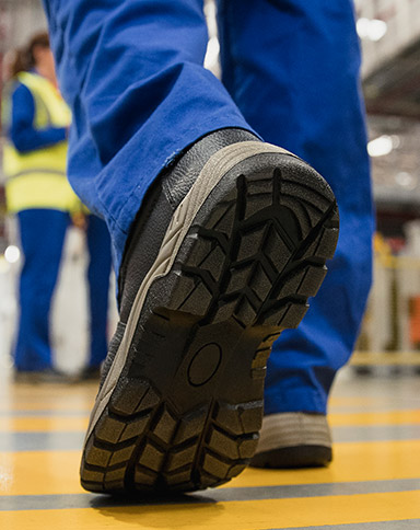 man with work shoes