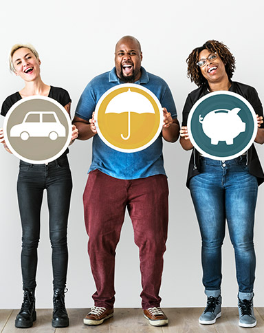 employees holding signs